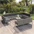 vidaXL 14 Piece Patio Lounge Set with Cushions Poly Rattan Gray