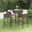 vidaXL 5 Piece Patio Bar Set with Cushions Poly Rattan Brown
