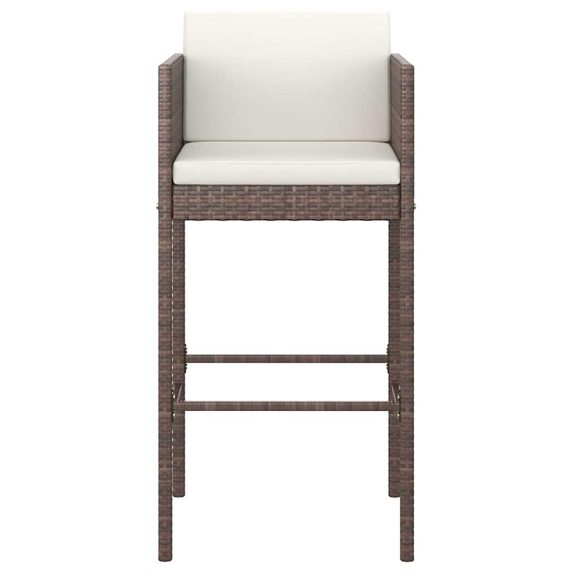 vidaXL 5 Piece Patio Bar Set with Cushions Poly Rattan Brown