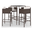 vidaXL 5 Piece Patio Bar Set with Cushions Poly Rattan Brown