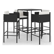 vidaXL 5 Piece Patio Bar Set with Cushions Poly Rattan Black