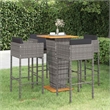 vidaXL 5 Piece Patio Bar Set with Cushions Poly Rattan Gray