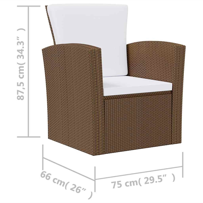 vidaXL 8 Piece Patio Lounge Set with Cushions Poly Rattan Brown