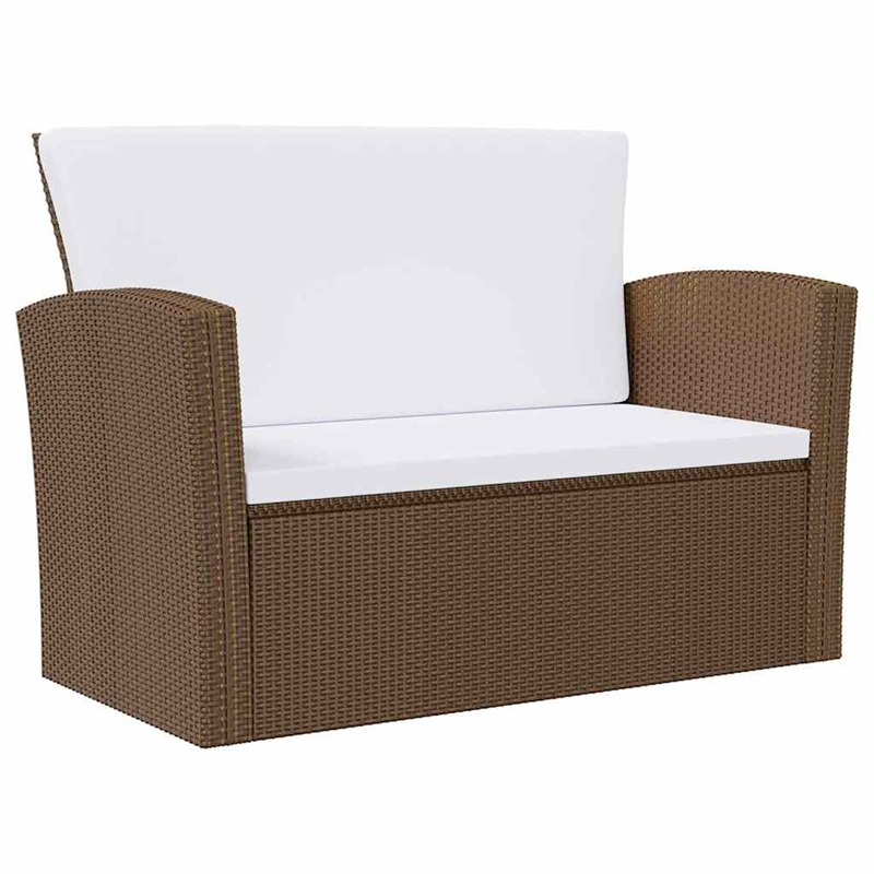vidaXL 8 Piece Patio Lounge Set with Cushions Poly Rattan Brown