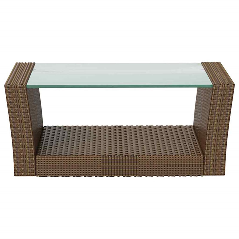 vidaXL 8 Piece Patio Lounge Set with Cushions Poly Rattan Brown