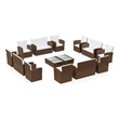 vidaXL 16 Piece Patio Lounge Set with Cushions Poly Rattan Brown