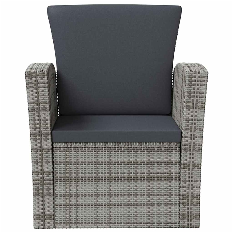 vidaXL 16 Piece Patio Lounge Set with Cushions Poly Rattan Gray