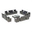vidaXL 16 Piece Patio Lounge Set with Cushions Poly Rattan Gray