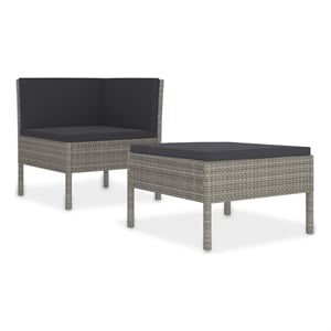 vidaXL 2 Piece Patio Lounge Set with Cushions Poly Rattan Gray