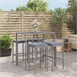 vidaXL 5 Piece Patio Bar Set with Cushions Gray Poly Rattan