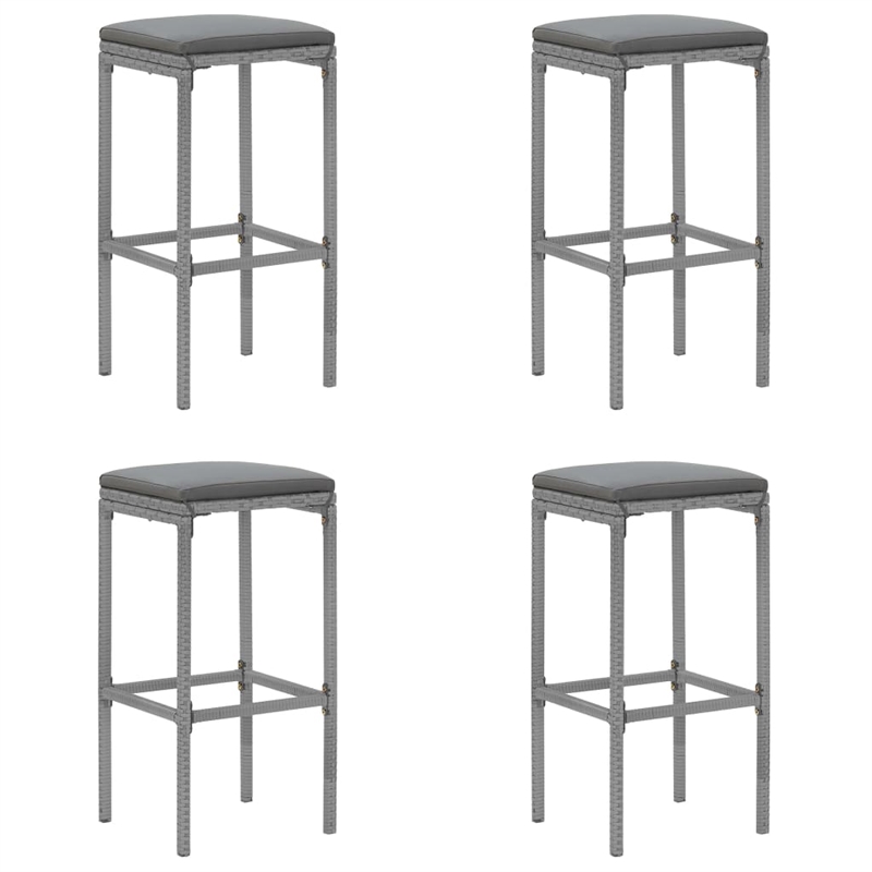 vidaXL 5 Piece Patio Bar Set with Cushions Gray Poly Rattan