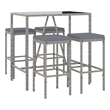 vidaXL 5 Piece Patio Bar Set with Cushions Gray Poly Rattan