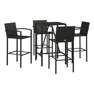 vidaXL 5 Piece Patio Bar Set Black Poly Rattan