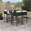 vidaXL 5 Piece Patio Bar Set with Cushions Black Poly Rattan