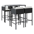 vidaXL 5 Piece Patio Bar Set with Cushions Black Poly Rattan