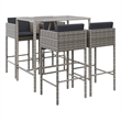 vidaXL 5 Piece Patio Bar Set with Cushions Gray Poly Rattan