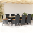 vidaXL Garden Dining Set Rattan Black 9-Piece