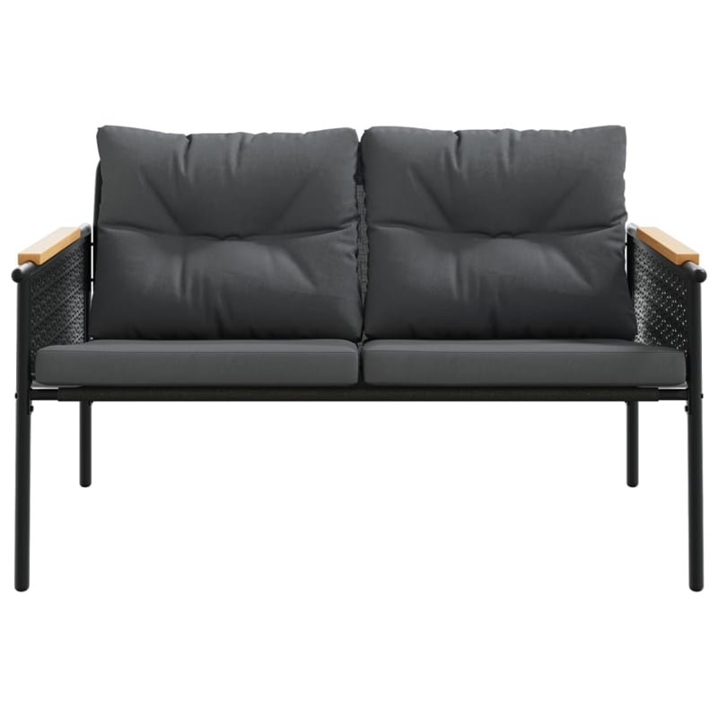 vidaXL 3 Piece Balcony Furniture Set with Cushions Black Steel