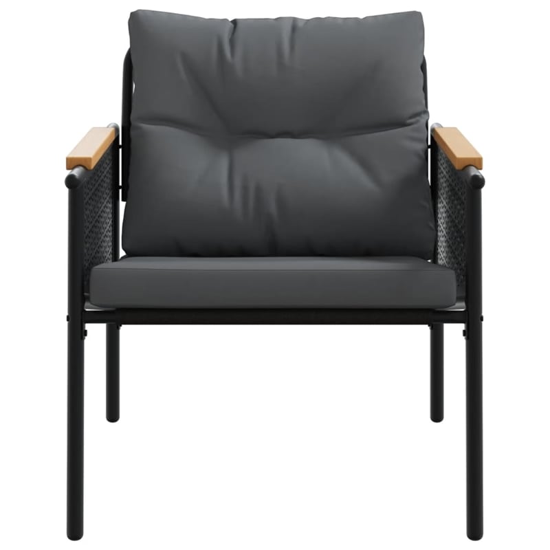 vidaXL 3 Piece Balcony Furniture Set with Cushions Black Steel