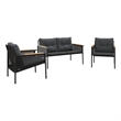 vidaXL 3 Piece Balcony Furniture Set with Cushions Black Steel