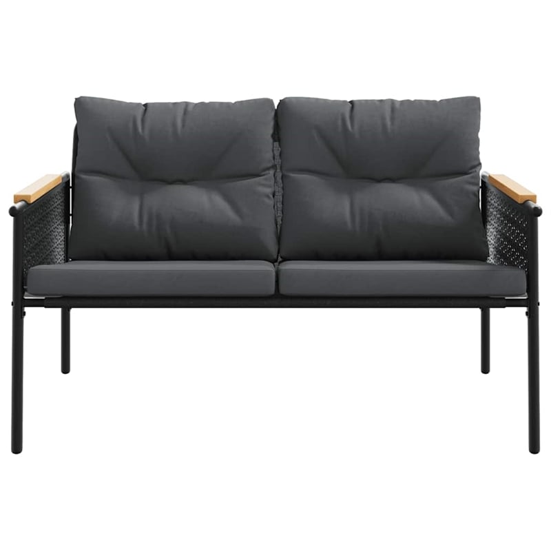 vidaXL 5 Piece Balcony Furniture Set with Cushions Black Steel