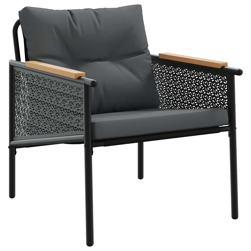 vidaXL 5 Piece Balcony Furniture Set with Cushions Black Steel