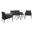vidaXL 5 Piece Balcony Furniture Set with Cushions Black Steel