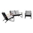 vidaXL 3 Piece Balcony Furniture Set with Cushions Black Steel