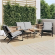 vidaXL 5 Piece Balcony Furniture Set with Cushions Black Steel