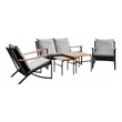 vidaXL 5 Piece Balcony Furniture Set with Cushions Black Steel