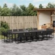 vidaXL 17 Piece Patio Dining Set with Cushions Black Textilene