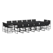 vidaXL 17 Piece Patio Dining Set with Cushions Black Textilene