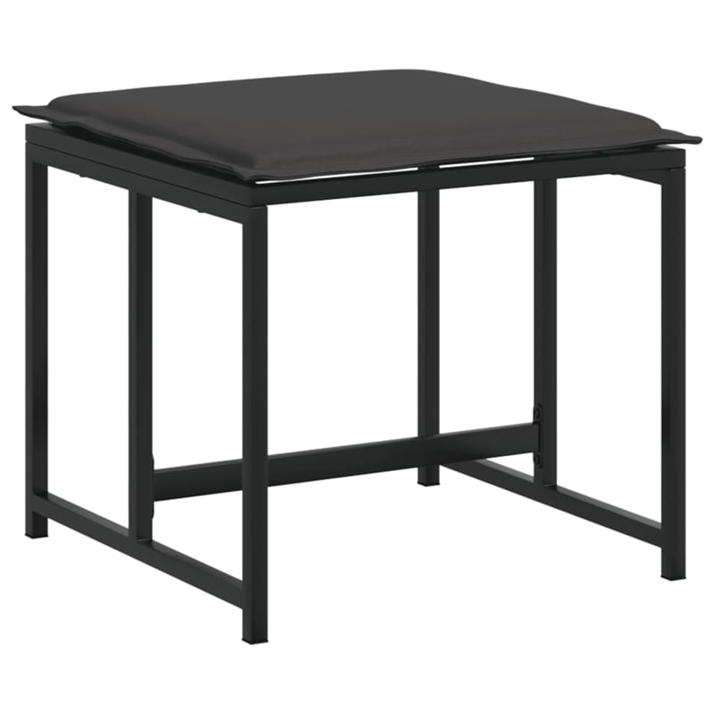 vidaXL 13 Piece Patio Dining Set with Cushions Black Textilene