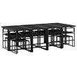 vidaXL 13 Piece Patio Dining Set with Cushions Black Textilene