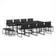 vidaXL 13 Piece Patio Dining Set with Cushions Black Textilene