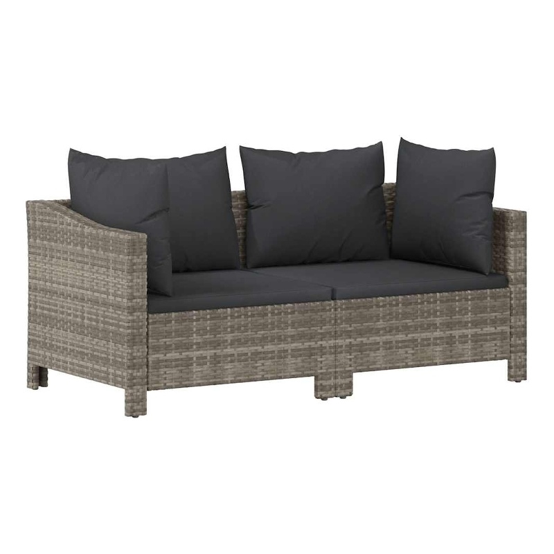 vidaXL 2 Piece Garden Lounge Set with Cushions Grey Poly Rattan