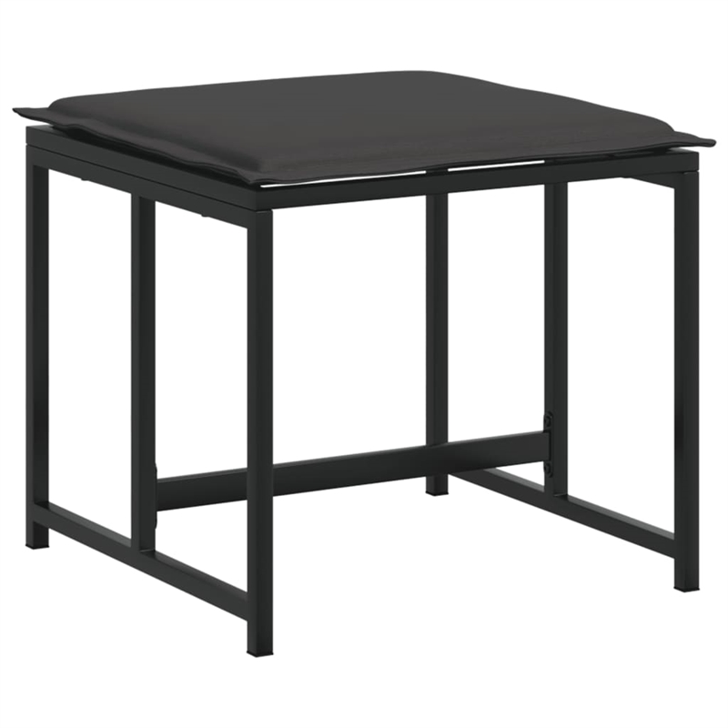 vidaXL Patio Stools with Cushions 4 pcs Black Steel and Textilene