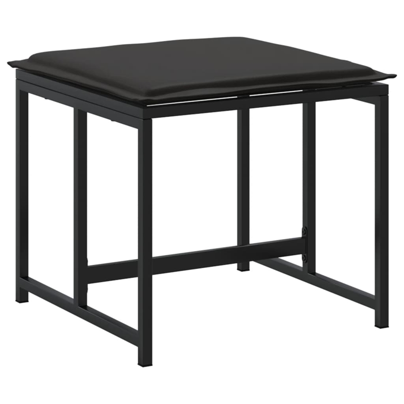vidaXL Patio Stools with Cushions 4 pcs Black Steel and Textilene