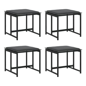 vidaXL Patio Stools with Cushions 4 pcs Black Steel and Textilene