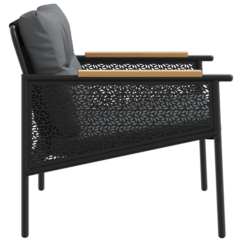 vidaXL Patio Chairs with Cushions 2 pcs Black Steel