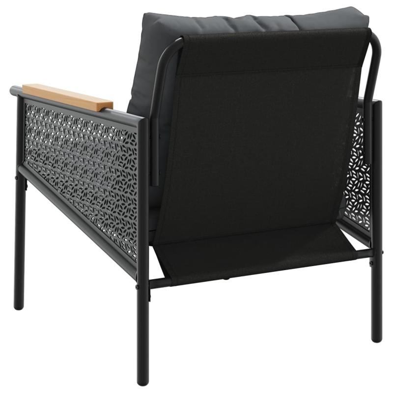 vidaXL Patio Chairs with Cushions 2 pcs Black Steel