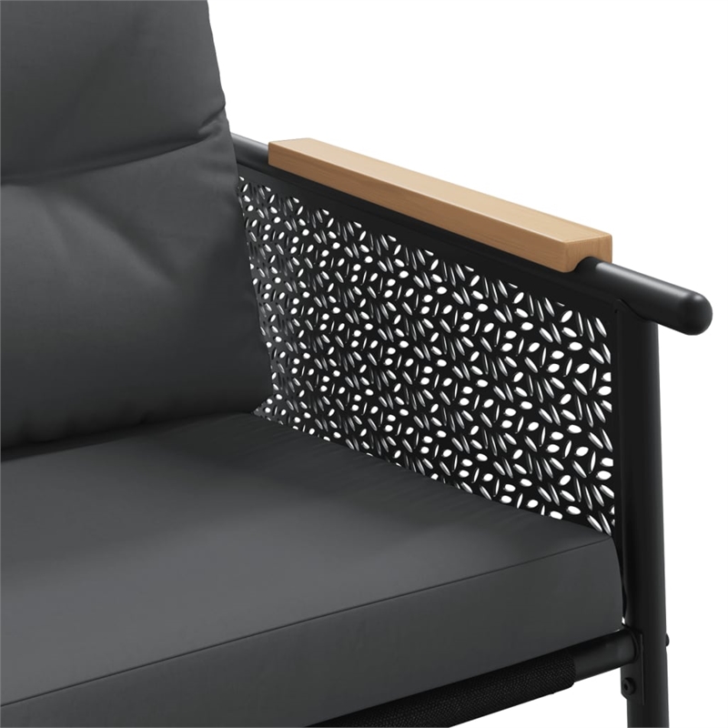 vidaXL Patio Chairs with Cushions 2 pcs Black Steel