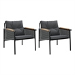 vidaXL Patio Chairs with Cushions 2 pcs Black Steel