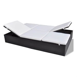 vidaXL Double Sun Lounger with Cushion Poly Rattan Brown