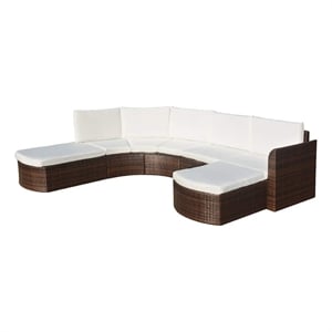 vidaXL 4 Piece Patio Lounge Set with Cushions Poly Rattan Brown