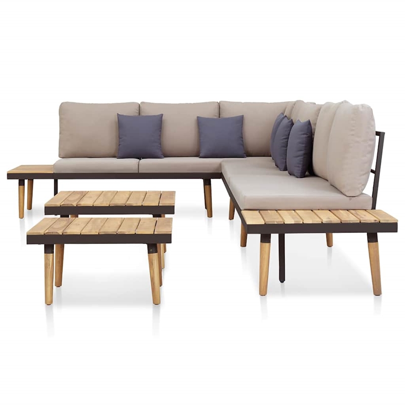 vidaXL 7-Seater Patio Lounge Set with Cushions Solid Acacia Wood Brown
