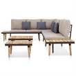 vidaXL 7-Seater Patio Lounge Set with Cushions Solid Acacia Wood Brown