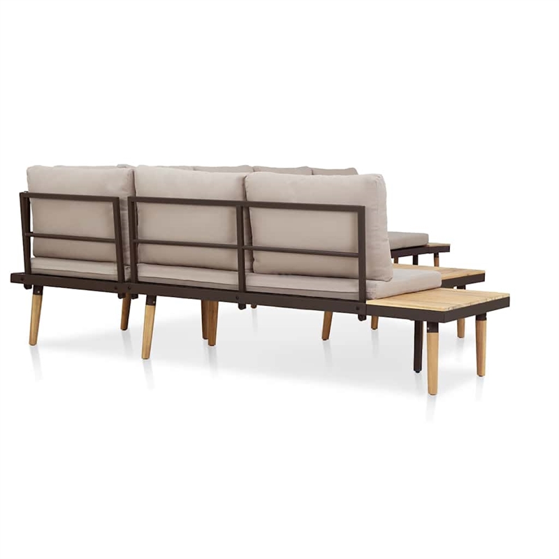 vidaXL 7-Seater Patio Lounge Set with Cushions Solid Acacia Wood Brown