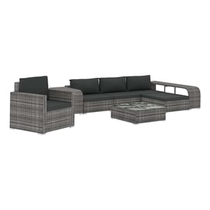 vidaXL 8 Piece Patio Lounge Set with Cushions Poly Rattan Gray