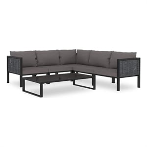 vidaXL 6 Piece Patio Lounge Set with Cushions Poly Rattan Anthracite